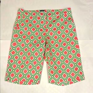 Melly M Geometric Patterned Shorts in Green White Pink Size 10 Vibrant